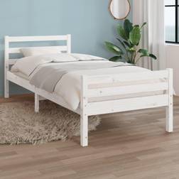vidaXL 100x200 cm Massivt Træ Hvid Sengeramme