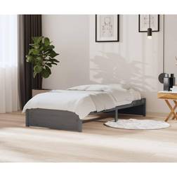 vidaXL 90x200 cm Massivt Træ Grå Sengeramme