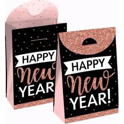 Big Dot of Happiness Rose Gold Happy New Year New Years Eve Gift Favor Bags Party Goodie Boxes Set of 12