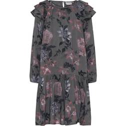 Minymo Klänning Smoked Pearl m. Blommor år (104) Klänning