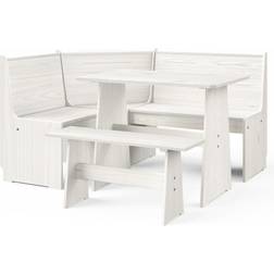 vidaXL 3 pz Reine Bianco in Legno Massello di Pino Set da pranzo per patio