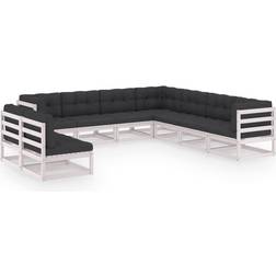 vidaXL Set muebles jardín 9 pzas con cojines madera pino blanco Conjunto de Sala de Exterior