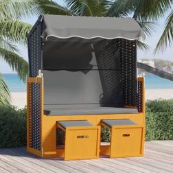 vidaXL Strandkorb Auvent Chaise Longue de Plage Bain de Soleil de Jardin Transat d'Extérieur Résine Tressée et Bois Solide Anthracite