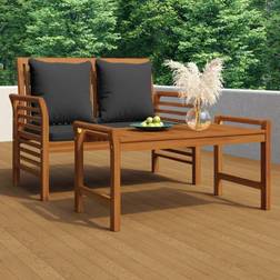 vidaXL 2 Piece Garden with Dark Grey Cushions Outdoor Lounge Set