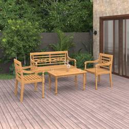 vidaXL Set Muebles Jardín 4 Piezas Madera Maciza De Teca Conjunto de Sala de Exterior