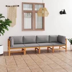 vidaXL Sofá Jardín 4 Salas Con Cojines Gris Madera Maciza Conjunto de Sala de Exterior