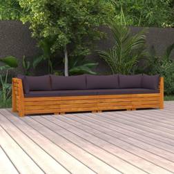 vidaXL 4-Sitzer Gartensofa mit Kissen Massivholz Lounge-Set