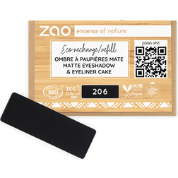 ZAO Eyes Eyeshadow & Primer Refill Rectangular Eyeshadow Matt 206 Matt Black 1,30 g