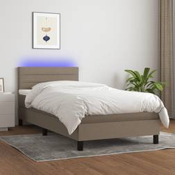 vidaXL LED-lys stof gråbrun Kontinentalseng