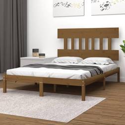 vidaXL 200x200 massivt gyldenbrun Sengeramme