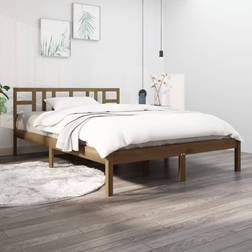 vidaXL Estructura De Cama Madera Maciza De Pino Marrón Miel 200x200 cm