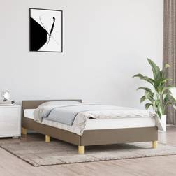 vidaXL Cadre À Lit Sommier À Lattes Lit Simple Adulte Chambre Intérieur Taupe 90x200 cm