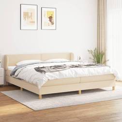 vidaXL Giroletto A Molle Con Materasso Crema 200x200 cm In Tessuto Letto Continentale