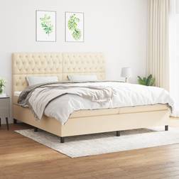 vidaXL Giroletto A Molle Con Materasso Crema 200x200 cm In Tessuto Letto Continentale