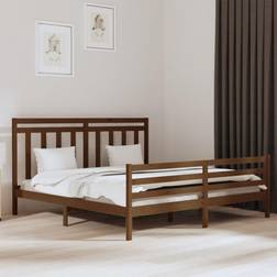 vidaXL 200x200 massivt gyldenbrun Sengeramme