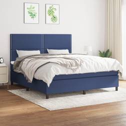 vidaXL Box Spring Con Colchón Tela Azul 160x200 cm Cama Continental