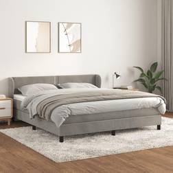 vidaXL Box Spring Con Colchón Terciopelo Gris Claro 160x200 cm Cama Continental