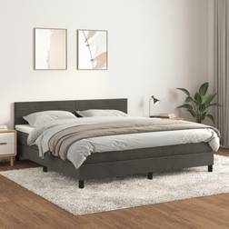 vidaXL Box Spring Con Colchón Terciopelo Gris Oscuro 160x200 cm Cama Continental