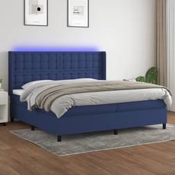 vidaXL Ramsäng Med Madrass LED Blå 200x200 cm Kontinentalsäng