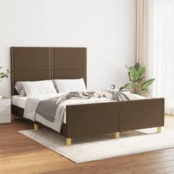 vidaXL Cadre À Lit Double Adulte Meuble de Chambre Marron Foncé 140x200 cm