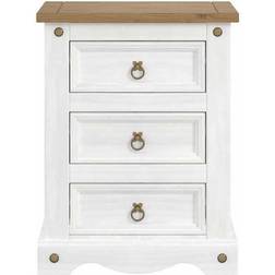 Core Products Corona White Washed Wax Bedside Table 38x53cm