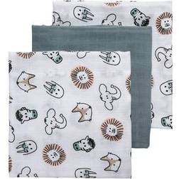 Meyco Mjukblöjor Set Om 3-70 x 70 cm Djur Uni Stengrön Vit