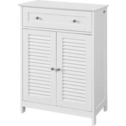 SoBuy Badeværelsesskab Med Jalousilåger Og Skuffe 60 x 35 x 87 cm Hvid Opbevaringsskab