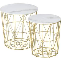 Homcom Set of 2 Basket Removable Top Nesting Table