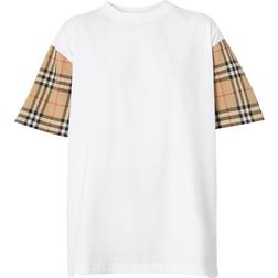 Burberry Check Sleeve Cotton T-shirt - White