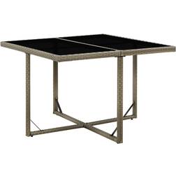 vidaXL Garden Table Grey 109 x 107 x 74 cm Poly Rattan And Glass