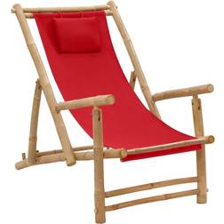 vidaXL Chaise de Terrasse Bambou et Toile Rouge