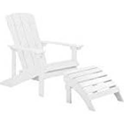 Beliani Sedia Da Giardino Con Poggiapiedi Bianco Adirondack