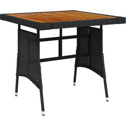 vidaXL Acacia Table Black 27.6'x27.6'x28.3' Poly Rattan & Solid Acacia Wood