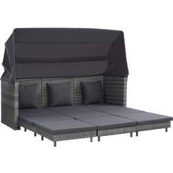 vidaXL Letto a 3 Posti Estendibile Polyrattan Grigio Divano