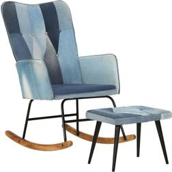 vidaXL fodskammel denim-patchwork Lænestol
