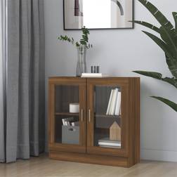 vidaXL Vitrineskab 82,5 x 30,5 x 80 cm Konstrueret Træ Brunt Egetræ Opbevaringsskab