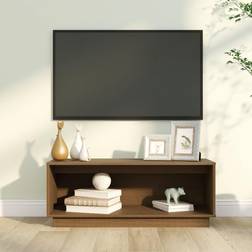 vidaXL 90 x 35 x 35 cm Massivt Fyrretræ Gyldenbrun TV-bord