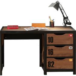 Vipack 3 Tiroirs 130 x 60 x 75 cm Marron Et Noir Bory Bureau d'écriture