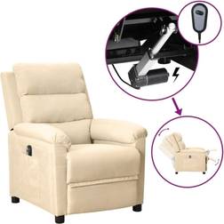 vidaXL Inclinable Électrique Crème Tissu Fauteuil