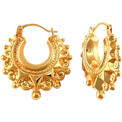 Jewelco London Victorian Spike Hoop Creole Earrings - Gold