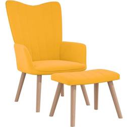 vidaXL Chaise de Relaxation Avec Repose-pied Jaune Moutarde Velours Fauteuil