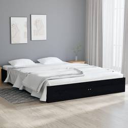 vidaXL svart massivt trä 4FT Sängram