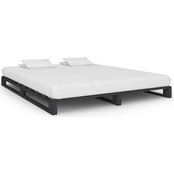 vidaXL Estructura De Cama De Palets Madera Maciza Pino Gris 200x200 cm