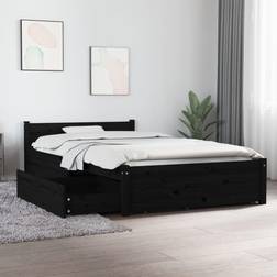 vidaXL Estructura De Cama Con Cajones Negro 90x200 cm