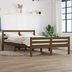 vidaXL Estructura Cama Sin Colchón Madera Maciza Marrón Miel 120x190 cm