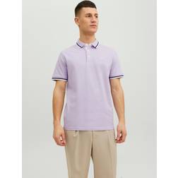 Jack & Jones Herren Slim Fit Polo Shirt JJEPAULOS Uni Sommer Hemd Kragen Kurz Arm Basic Pique Cotton, Farben:Lila-2, Größe:M