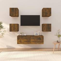 vidaXL Juego Muebles De Pared Para Contrachapado Roble Ahumado Mueble de TV