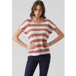 Vero Moda T-shirt - Dark Red/White