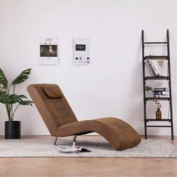 vidaXL Chaise Longue Avec Oreiller Marron Similicuir Daim 281282 Fauteuil