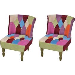 vidaXL Chaises En Style Français Lot De 2 Avec Design Patchwork Tissu Multicolore Fauteuil